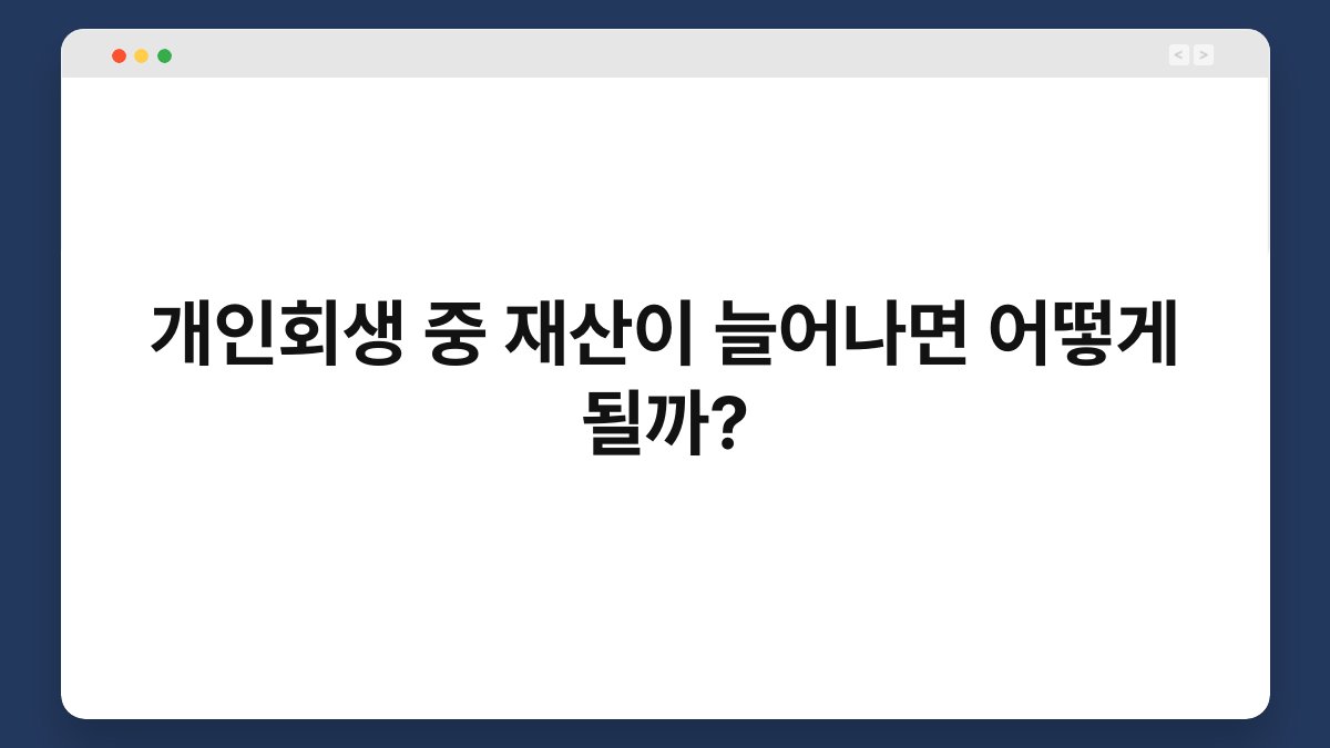 개인회생 중 재산이 늘어나면 어떻게 될까? 1