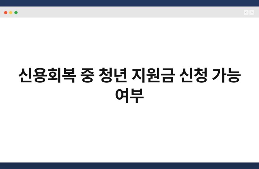신용회복 중 청년 지원금 신청 가능 여부 7