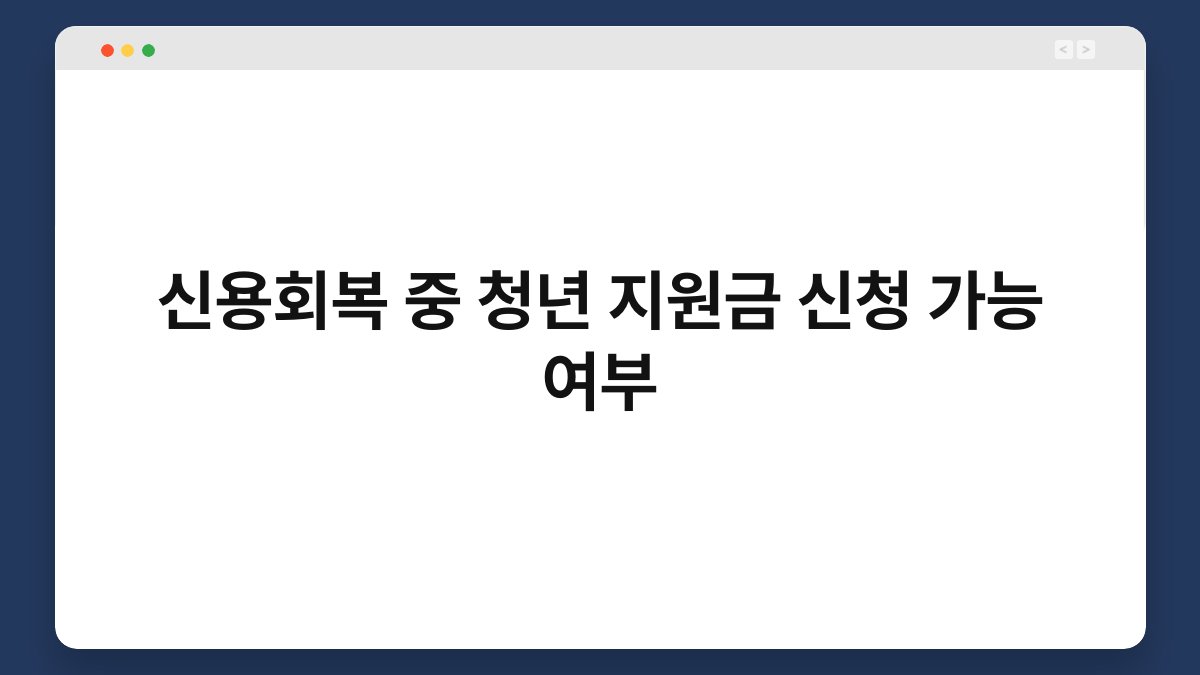 신용회복 중 청년 지원금 신청 가능 여부 1