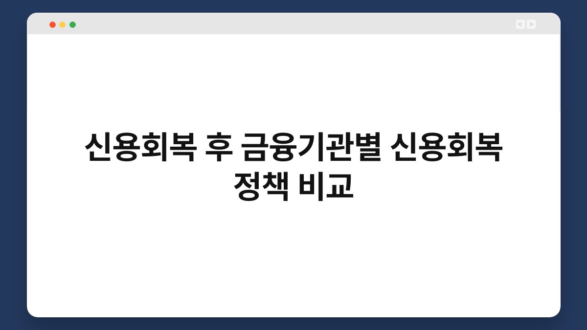 신용회복 후 금융기관별 신용회복 정책 비교 1