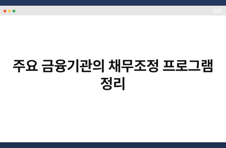 주요 금융기관의 채무조정 프로그램 정리 2