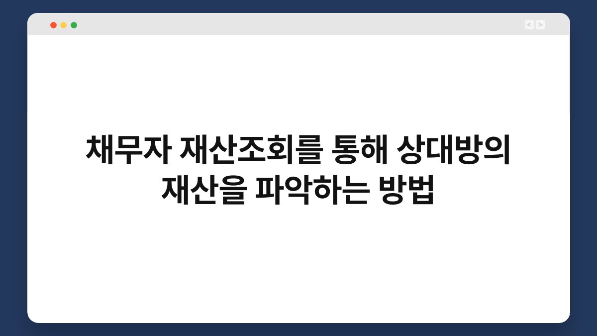 채무자 재산조회를 통해 상대방의 재산을 파악하는 방법 1
