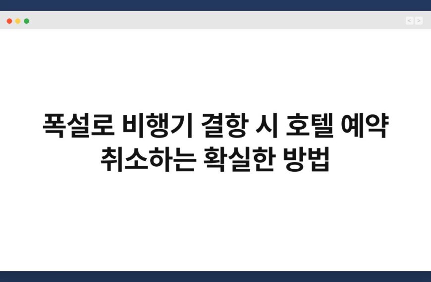 폭설로 비행기 결항 시 호텔 예약 취소하는 확실한 방법 3