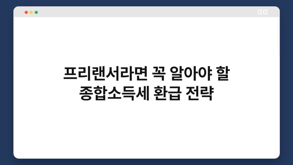 프리랜서라면 꼭 알아야 할 종합소득세 환급 전략 2