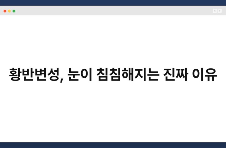 황반변성, 눈이 침침해지는 진짜 이유 6